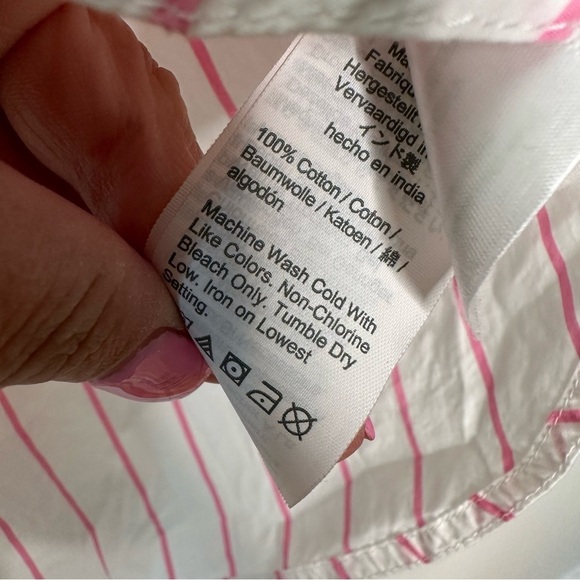 J. Crew | Pink Stripe Classic Fit Washed Cotton Poplin Button Down Shirt Size 6 - Picture 7 of 10